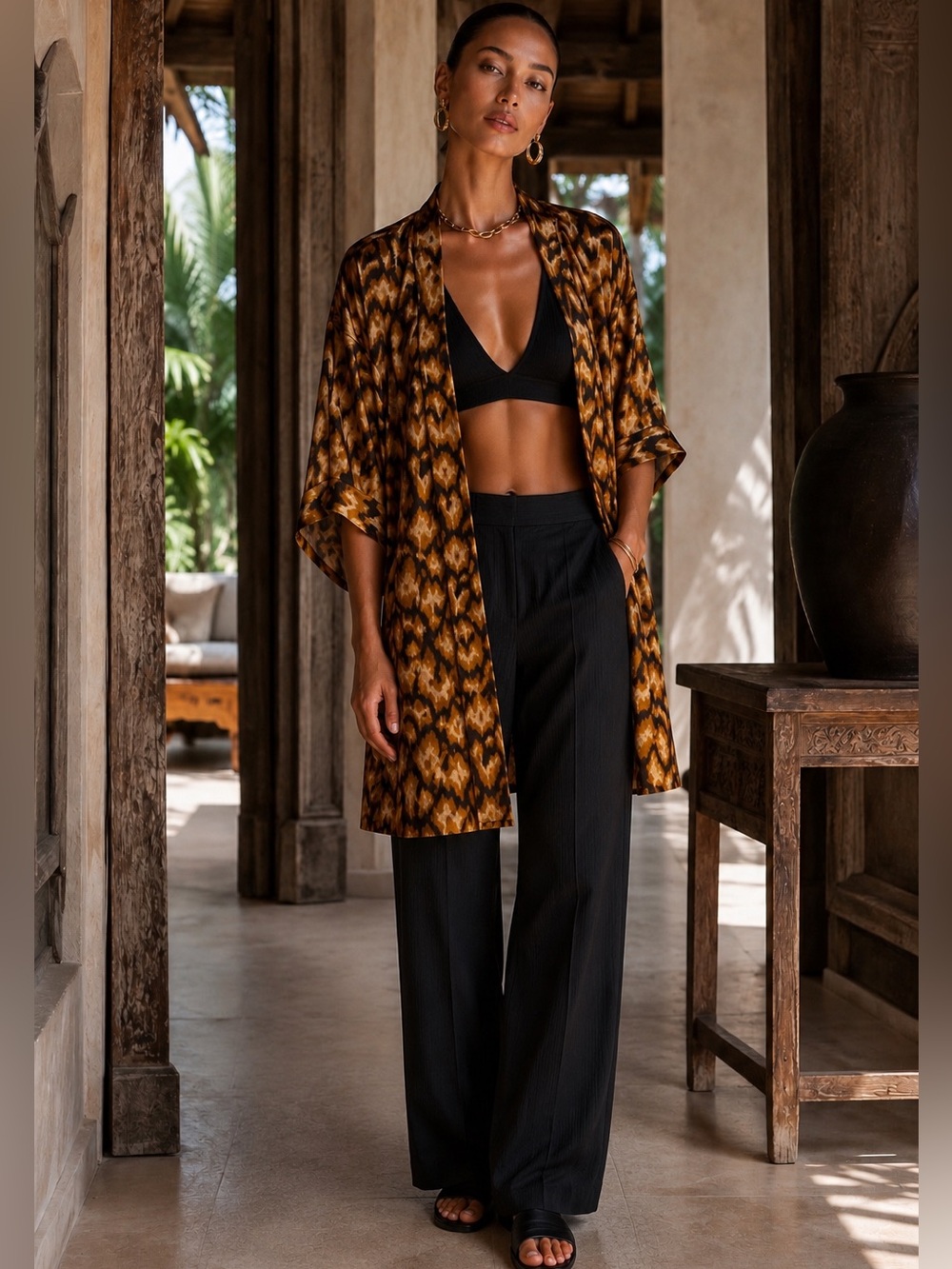 Vintage Katherine Tyler Intimates Animal Print Robe / Lounge Jacket